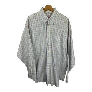 Brooks Brothers 346 Mens XL 2 Bar Fancy Check Non Iron Long Sleeve Button Up